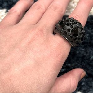 Early 2000's Black Oversized Bejeweled Ring